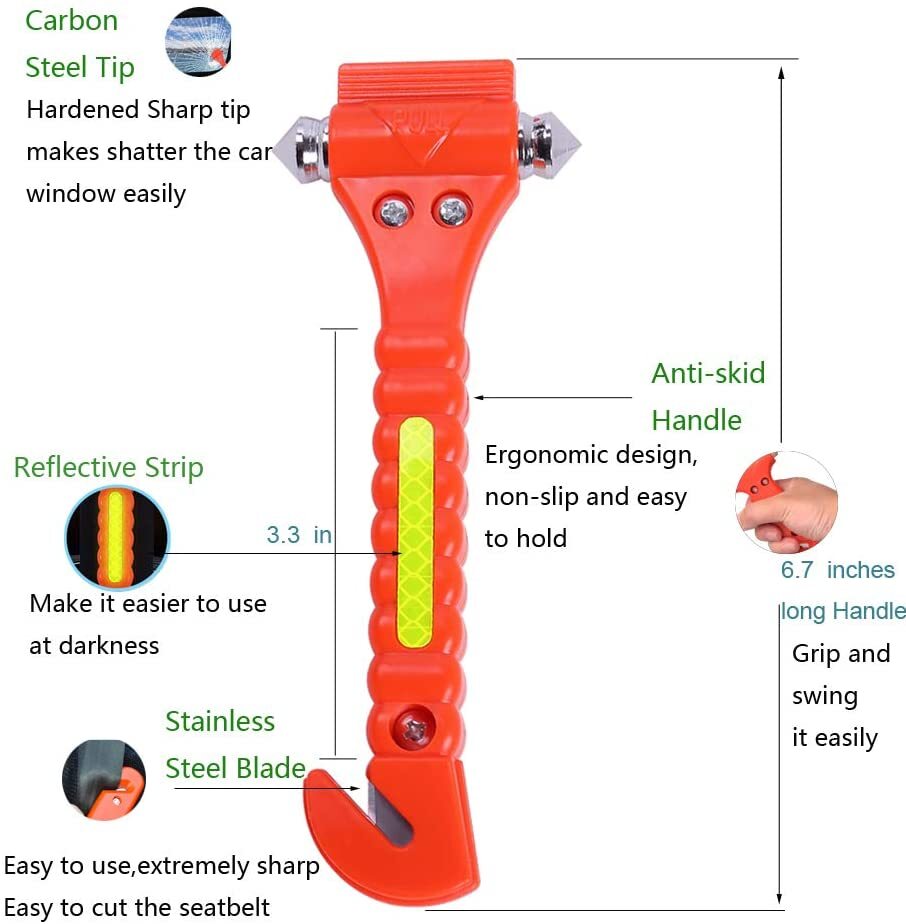 5pcs Car Emergency Escape Hammer | Seat Belt Cutter & Window Glass Breaker Tool