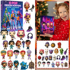 K-pop advent calendar box and 24 girl group ornaments with a smiling girl