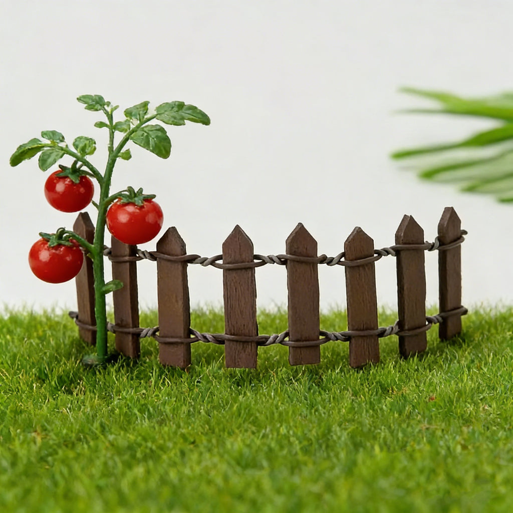 50PCS Mini Wooden Fence Fairy Garden Decor – Miniature Dollhouse Landscape Fence