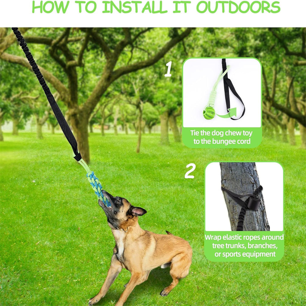2 Set Interactive Dog Tug Toy Rope – Hanging Bungee Pull Toy for Indoor and Outdoor Play