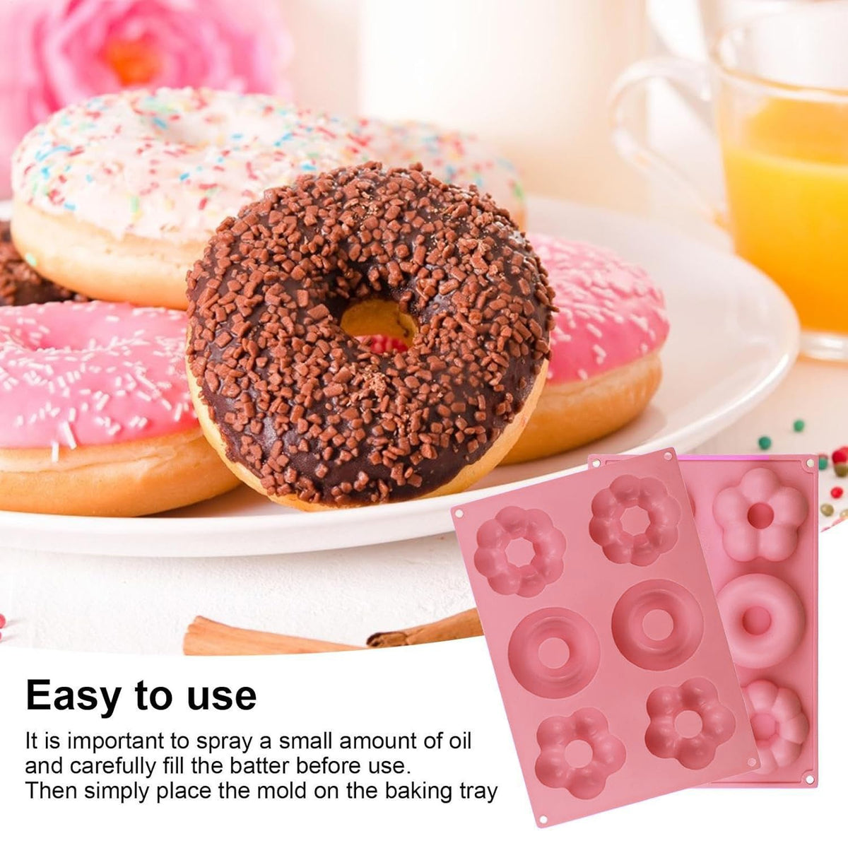 Blue silicone donut mould tray top view