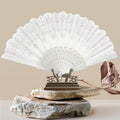 10pcs White Print Hand Held Fan Costume Accessory Decoration Wedding Party AUS
