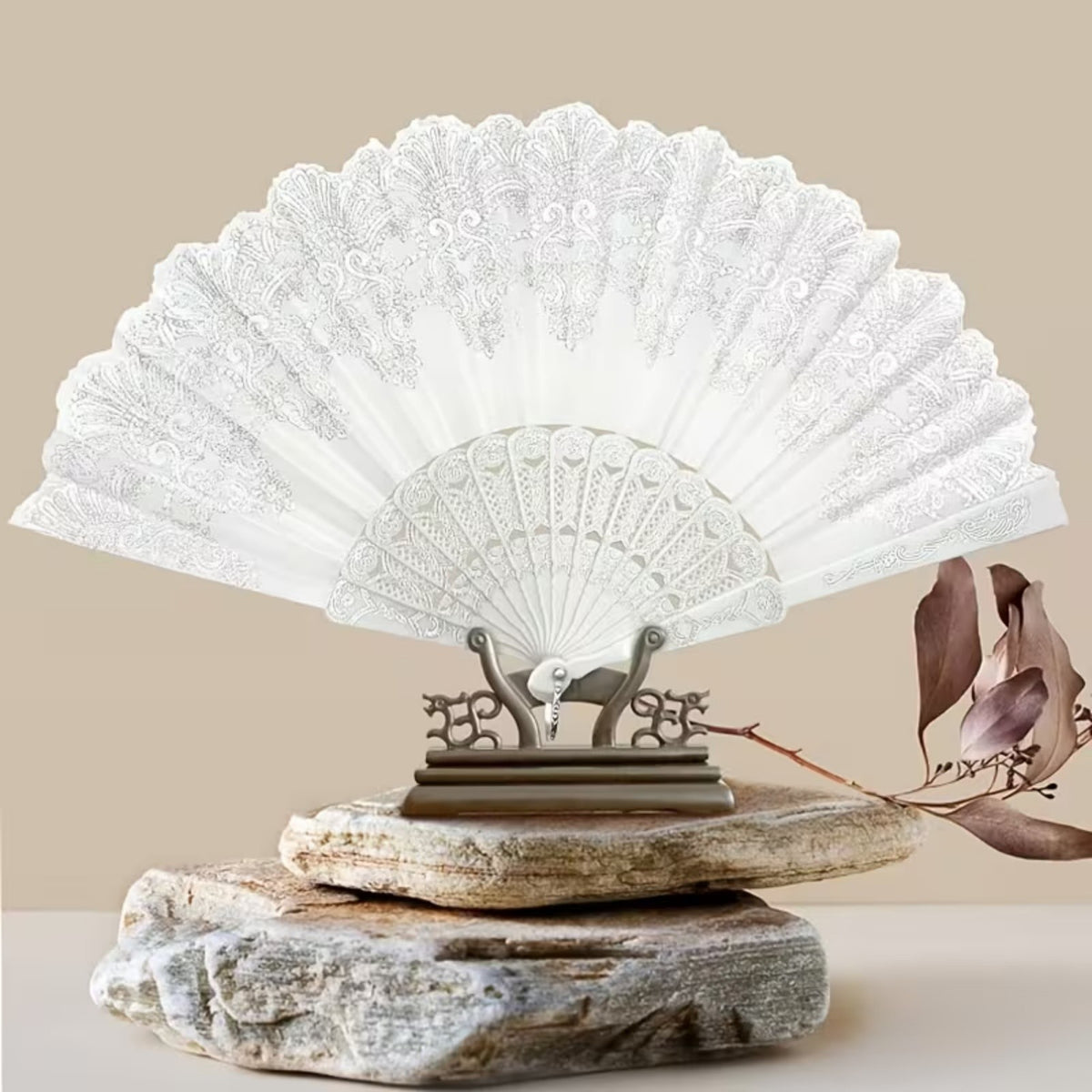 10pcs White Print Hand Held Fan Costume Accessory Decoration Wedding Party AUS
