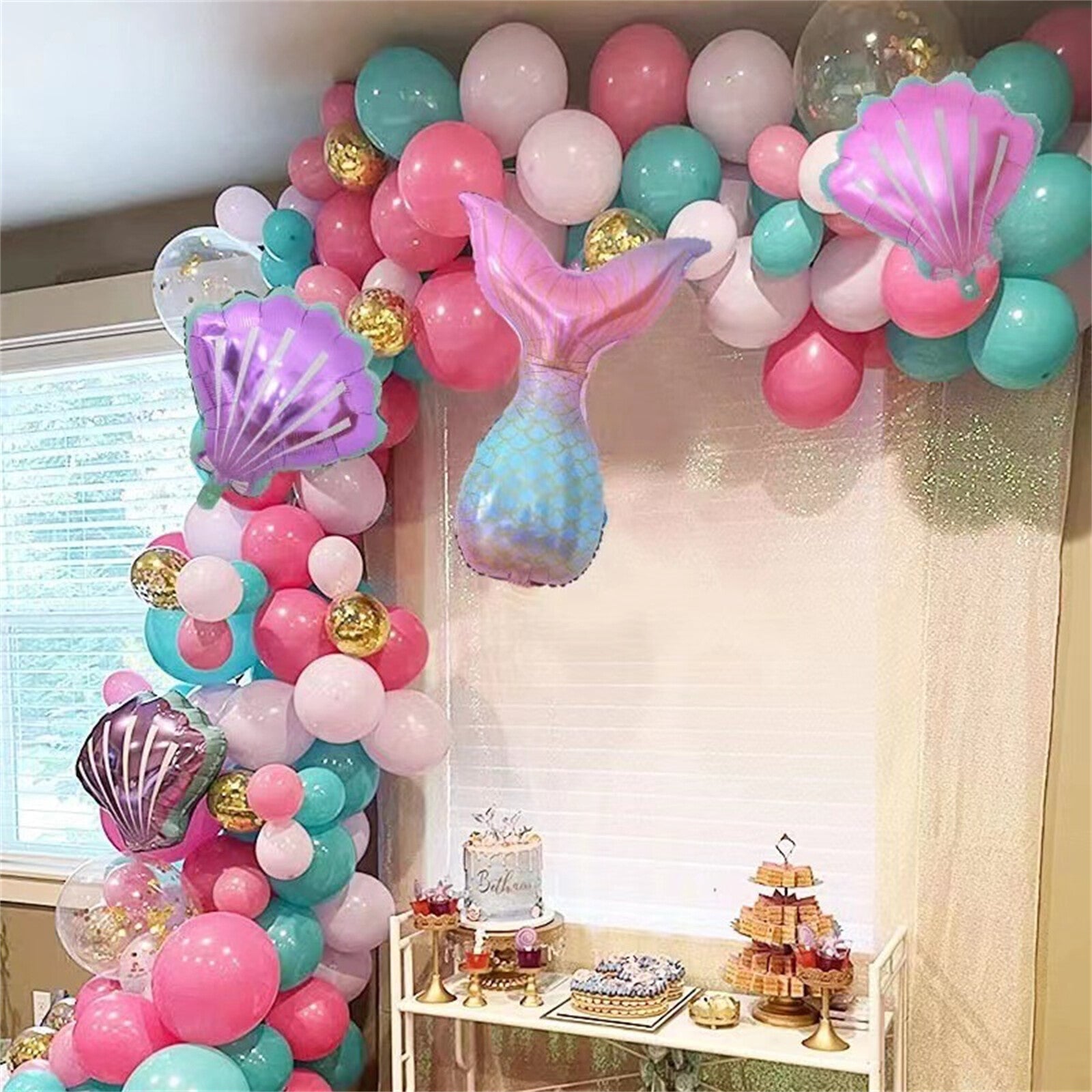 194PCS Mermaid Balloon Garland Arch Kit Birthday Party Decoration Girls