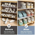 24x Adjustable Plastic Double Layer Shoe Rack Three Gear Shoe Support Space Sav24PCS Adjustable Double Layer Shoe Rack Holders - Space Saving Plastic Shoe Organiserse