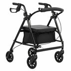 4-Wheel Rollator Walker Folding Mobility Aid with Seat Brakes & Storage Bag for Seniors