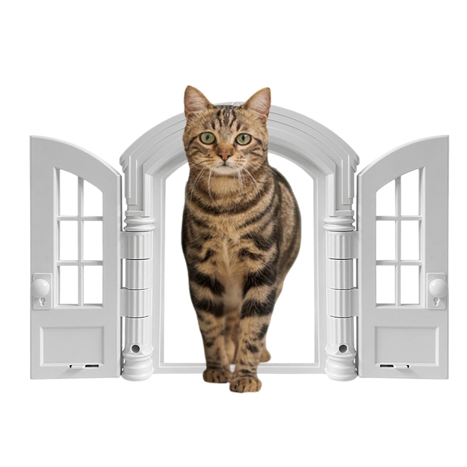 White French Style Cat Door for Interior Doors | Lockable No-Flap Pet Door