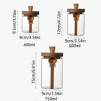 2 Pack Glass Storage Jars with Wooden Lid and Spoon – Airtight Coffee, Spice and Food Containers