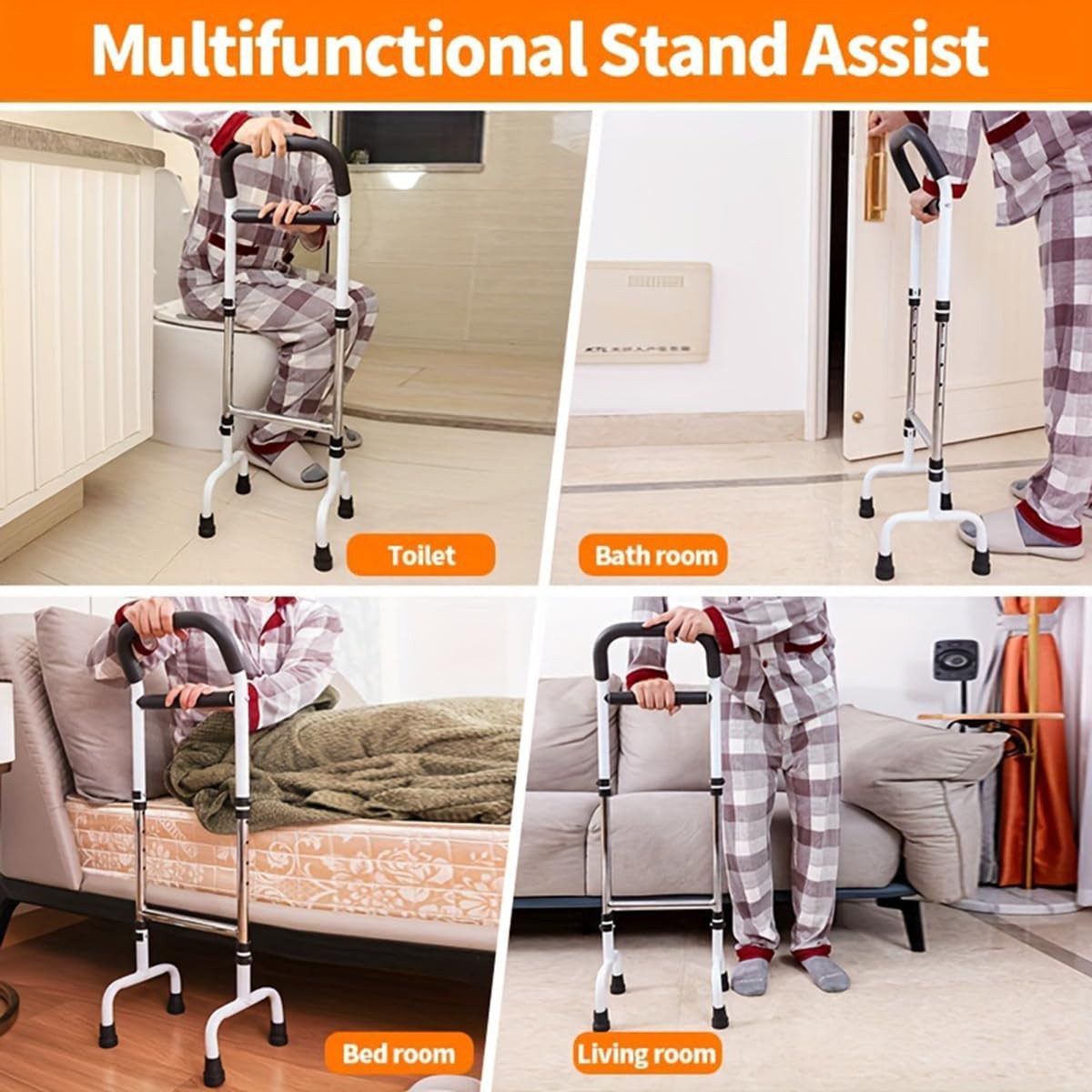 Adjustable Lift Assist Handle Elderly Bedside Toilet Safety Rail Non-Slip Mobility Support