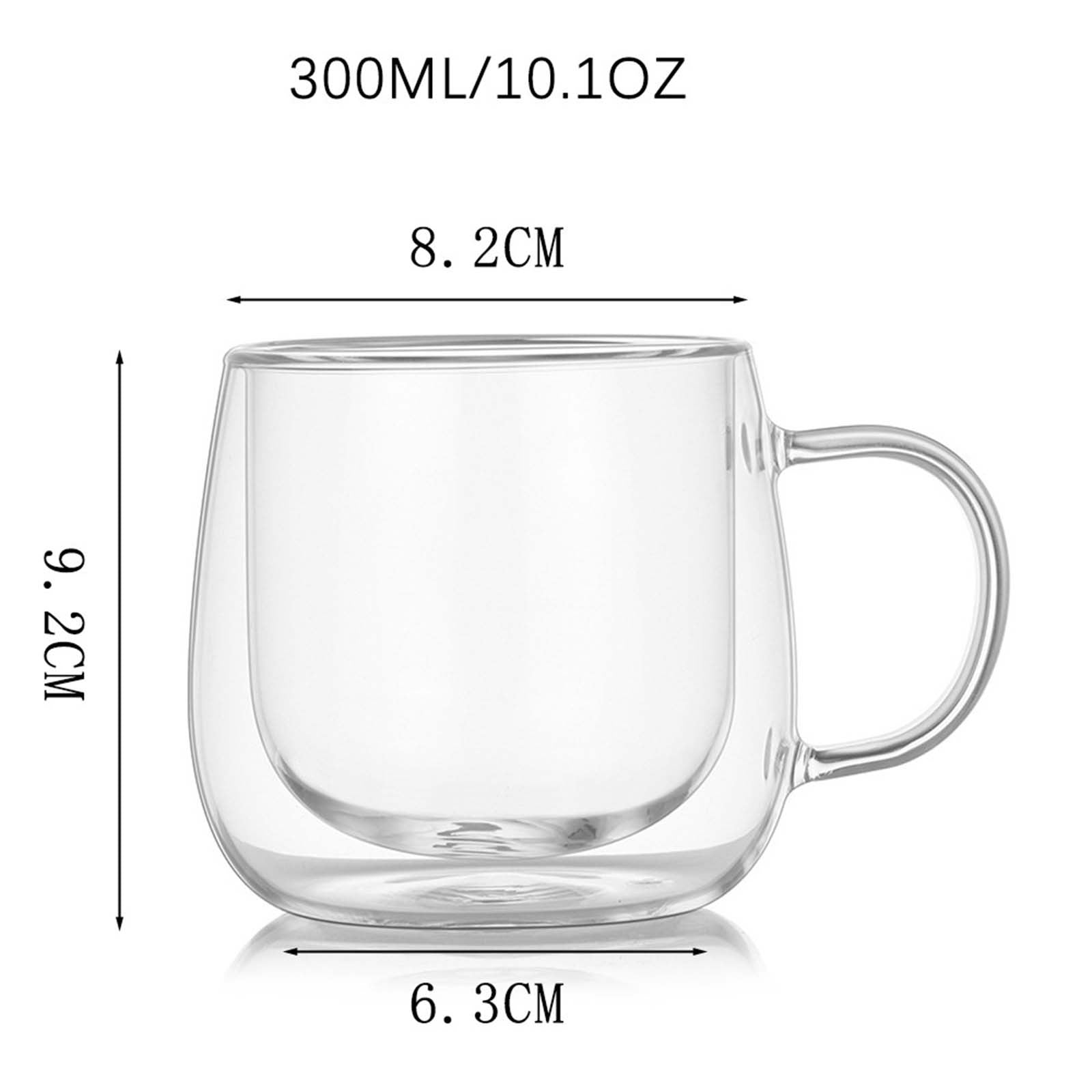 4PCS Double Wall Glass Coffee Tea Cups 300ml Heat Resistant with Stainless Steel Spoons