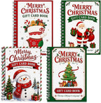 Christmas gift card holder book set of 4 spiral-bound covers – snowman, Santa, stocking and tree