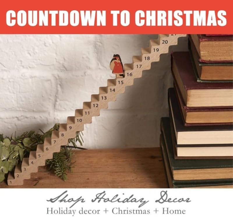 Wooden Countdowns Holiday Ornament Christmas Stairs Climbing Advent Calendar
