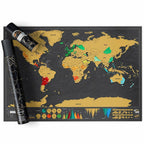 2pcs Scratch Off World Map Poster Large 82.5x59.5cm | Deluxe Travel Map Wall Decor
