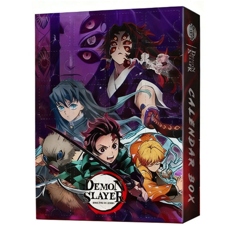 Purple box anime advent calendar on a white background