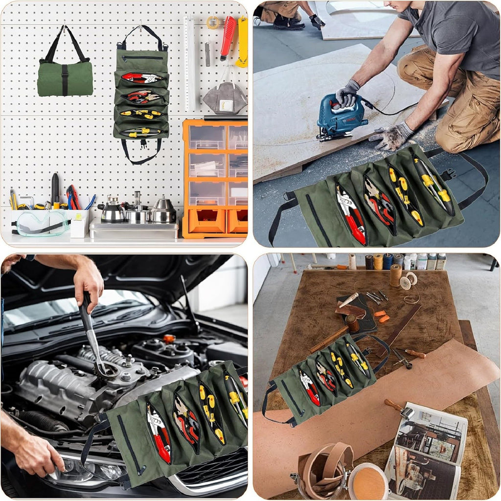 2pcs Roll Up Tool Bag Organizer – Multi-Pocket Wrench Pouch Portable Hanging Tool Storage (47×28cm)
