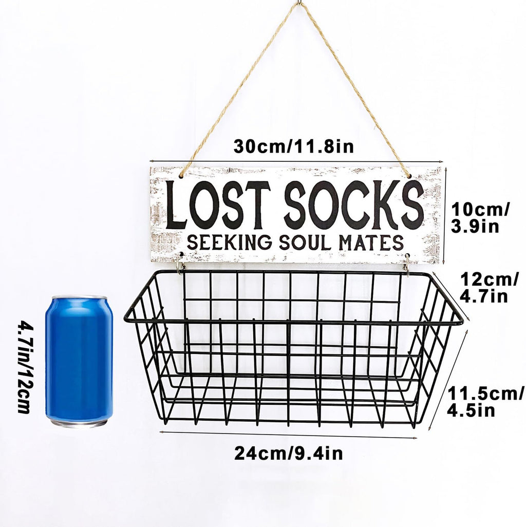 Lost Socks Laundry Basket Sign – Wall Mounted Laundry Room Sock Organizer