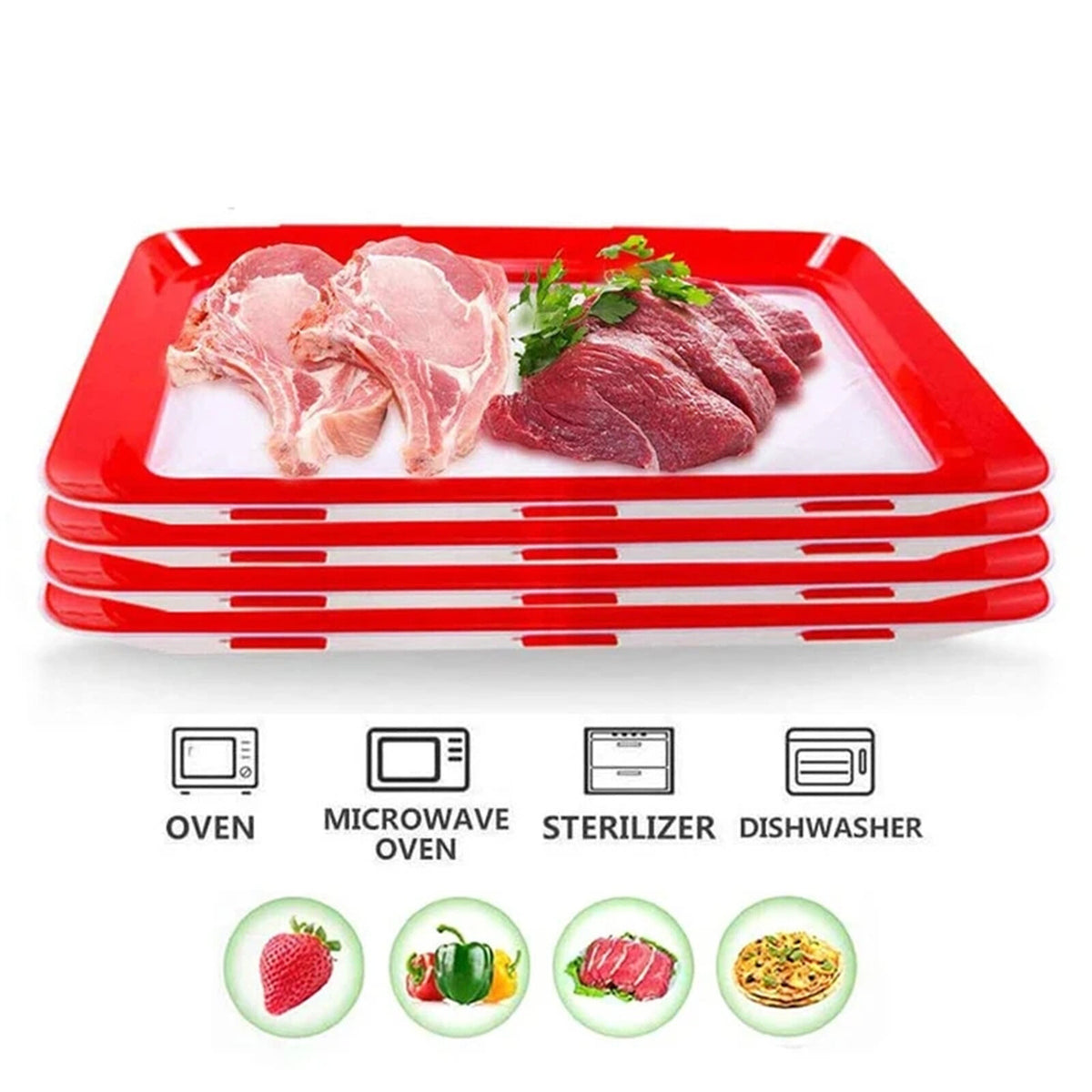 3Pcs Reusable Food Preservation Trays Fresh Food Storage Containers Vegetables