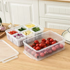 2pcs Fridge Storage Organizer Boxes | 6 Grid Vegetable Onion Meat Drain Containers