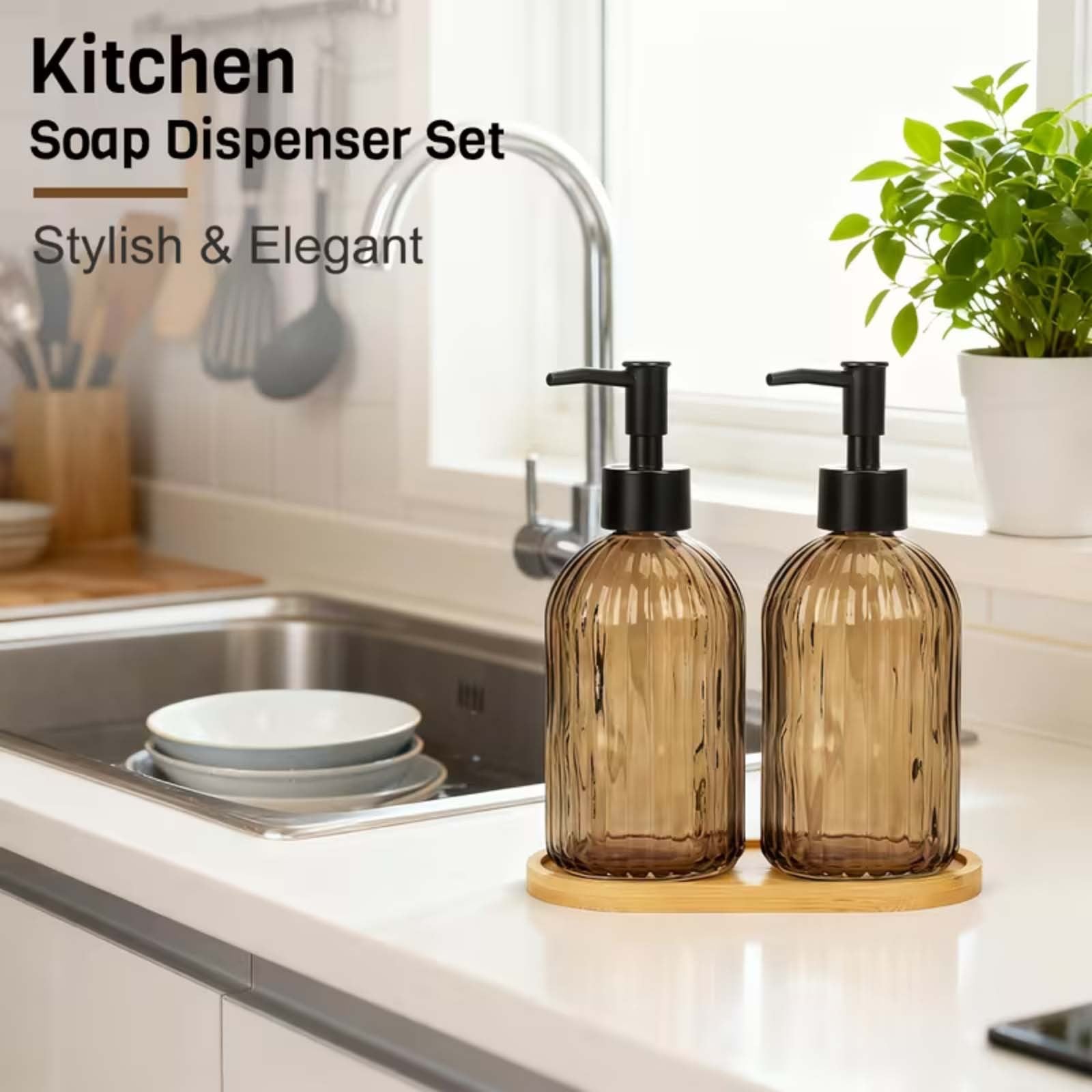 2PCS 400ML Shower Soap Dispenser Pump Bottles Shampoo Conditioner Refillable
