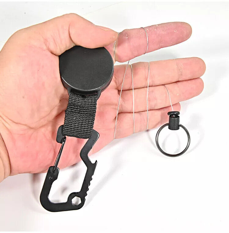 5pcs Retractable Keychain with Belt Clip | Heavy Duty Stainless Steel Pull Ring Key Holder