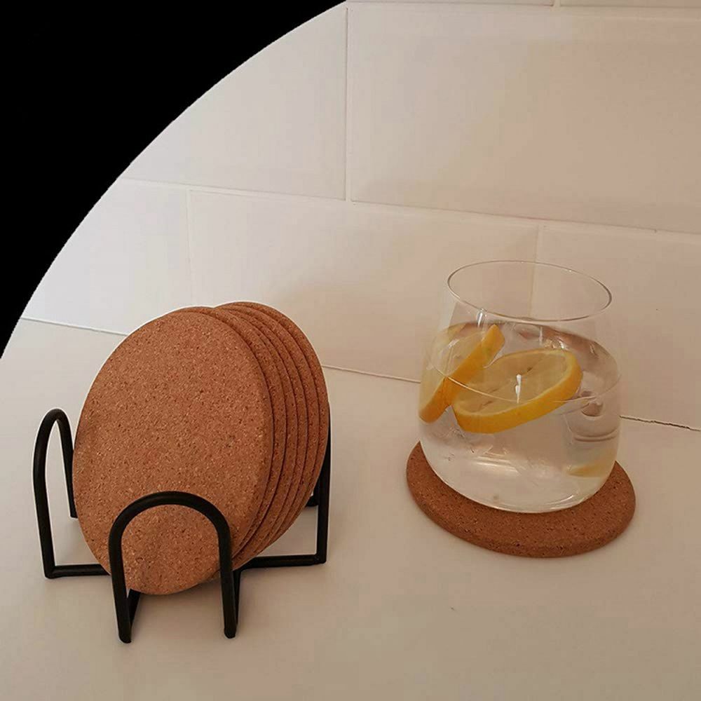 4pcs Black Iron Coaster Holder Rack | Drink Coaster Storage Organizer for Tabletop