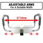 Adjustable Elevated Toilet Seat with Support Arms | Portable Bathroom Safety Aid for Elderly & Disabled