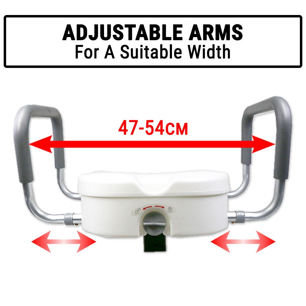 Adjustable Elevated Toilet Seat with Support Arms | Portable Bathroom Safety Aid for Elderly & Disabled