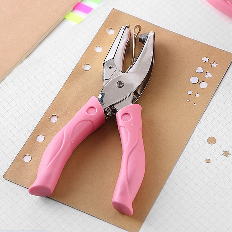 2Pcs Manual Puncher Paper Hand Metal Hole Punch Cutter Circle Soft Grip Paper