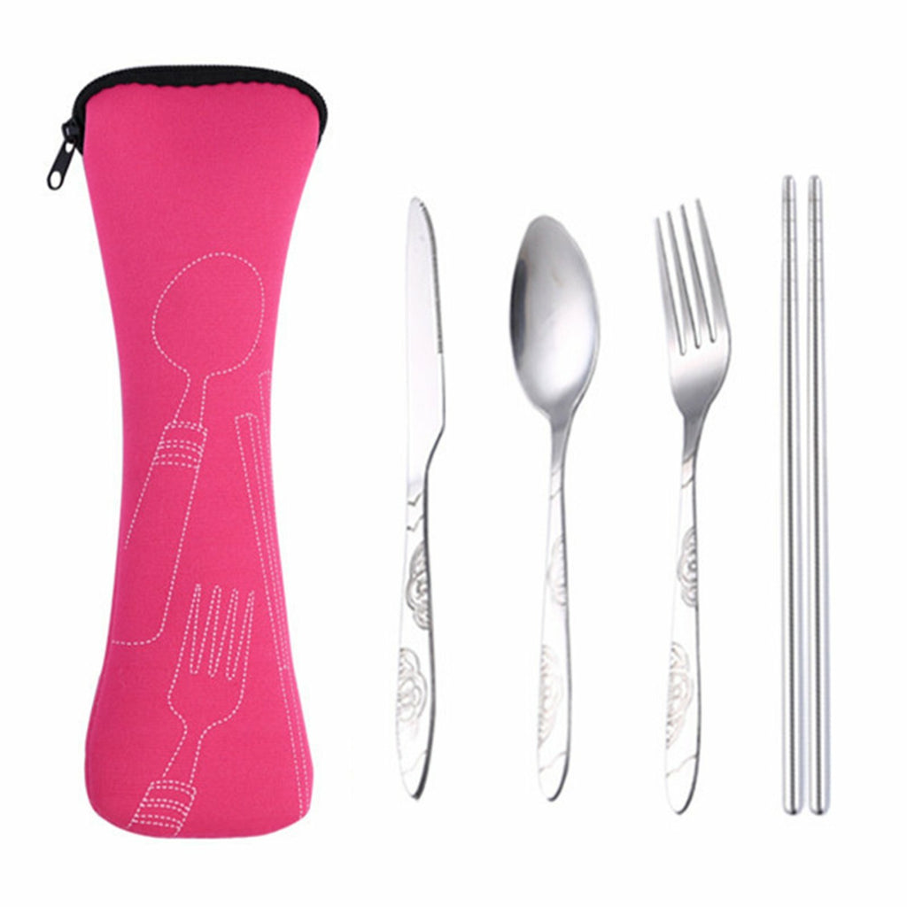 12PCS Camping Cutlery Set Stainless Steel Portable Travel Tableware with Carry Bag