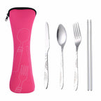 12PCS Camping Cutlery Set Stainless Steel Portable Travel Tableware with Carry Bag