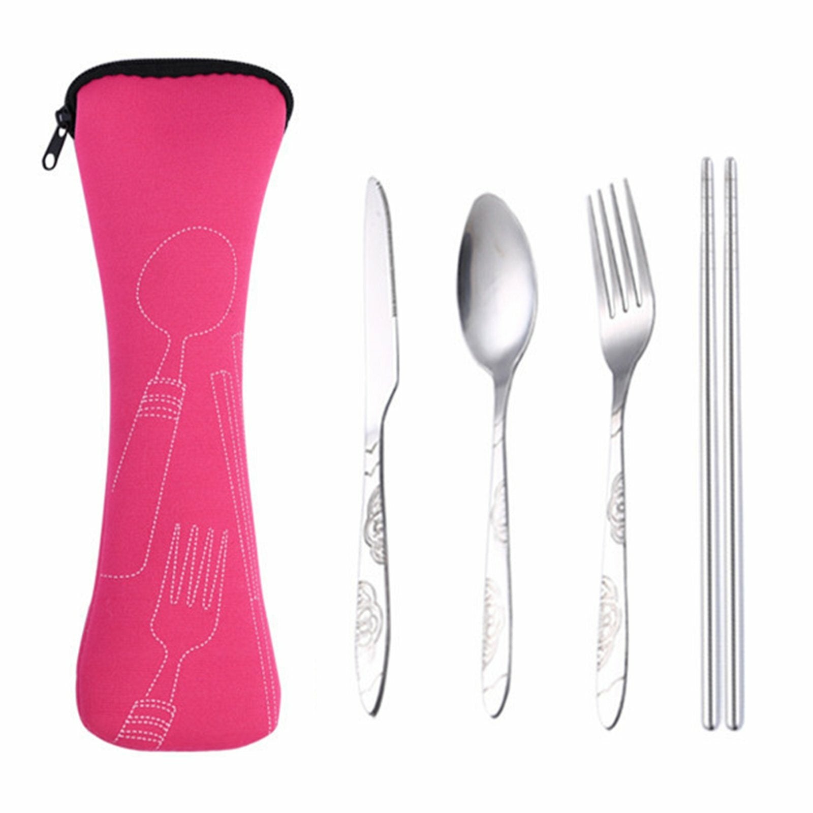 12PCS Camping Cutlery Set Stainless Steel Portable Travel Tableware with Carry Bag