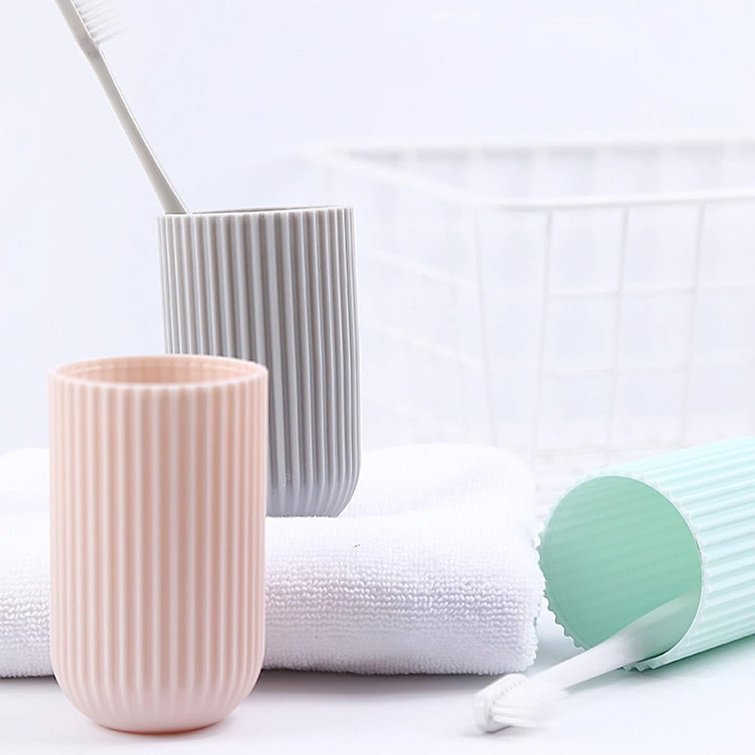 3PCS Portable Travel Toothbrush Storage Box Set - Durable Toothbrush Holder Case Pink