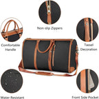 Foldable Travel Garment Duffle Bag - Large Capacity Lightweight Weekender Shoulder Bag Brown