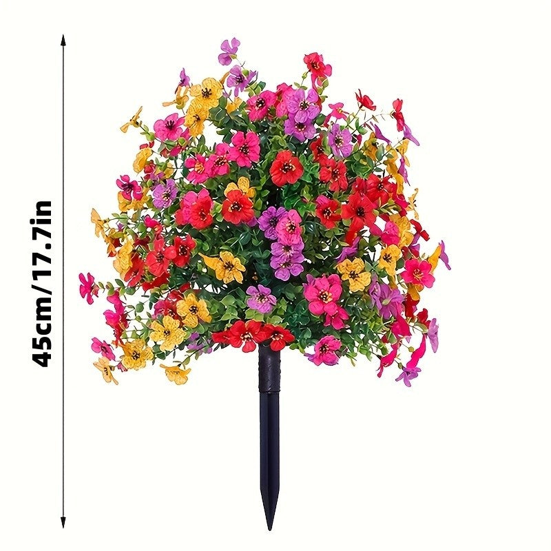 8pcs Artificial Flower Bouquet Silk Violet Faux Plants Outdoor Garden Decor