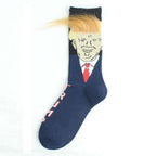 Trump 3D Hair Novelty Crew Socks – Funny Donald Trump Socks with Comb (1 or 2 Pair)