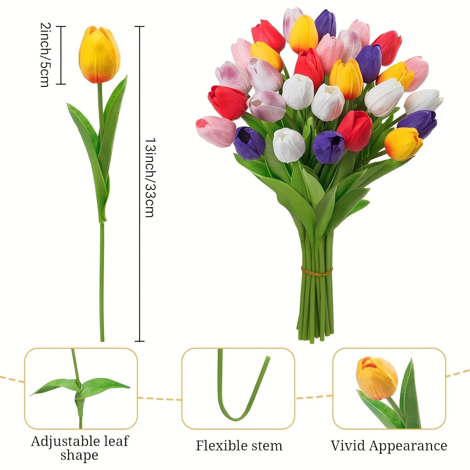 10pcs Artificial Tulip Flowers Bouquet | Realistic PU Faux Tulips for Home Wedding Decor