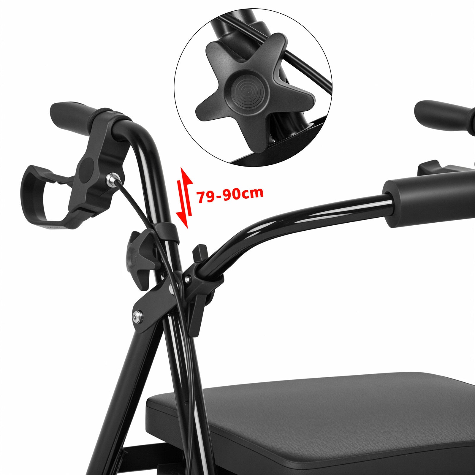 4-Wheel Rollator Walker Folding Mobility Aid with Seat Brakes & Storage Bag for Seniors