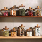 2 Pack Glass Storage Jars with Wooden Lid and Spoon – Airtight Coffee, Spice and Food Containers
