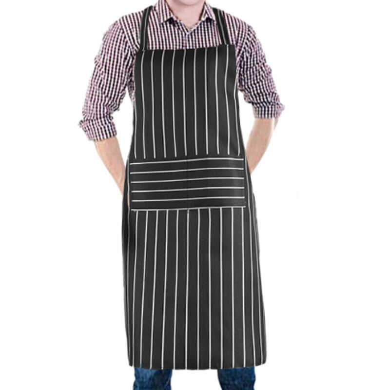 3PCS Striped Kitchen Apron with 2 Pockets – Unisex Chef Cooking BBQ Apron Washable