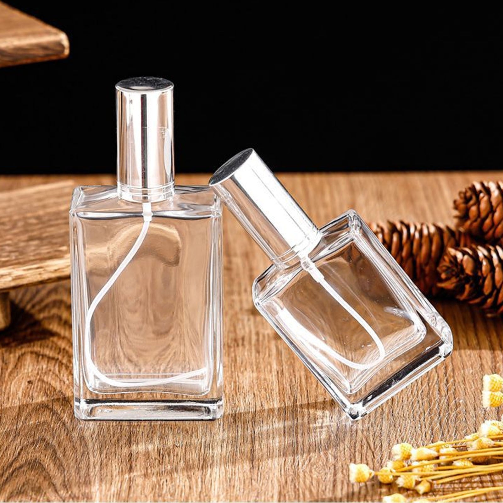 100ML Refillable Perfume Atomizer Empty Glass Spray Bottle Flat Cosmetic Container