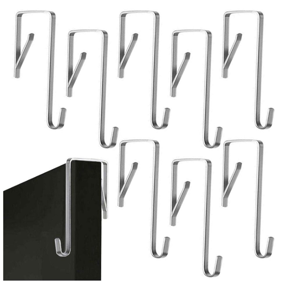 10pcs 5mm Stainless Steel Over The Door Hook Adjustable Door Hanger Rack Cloth