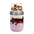 2PCS Overnight Oats Jars Airtight Dual Layer Mason Jars - Yogurt Parfait Cups with Wet Dry Separation