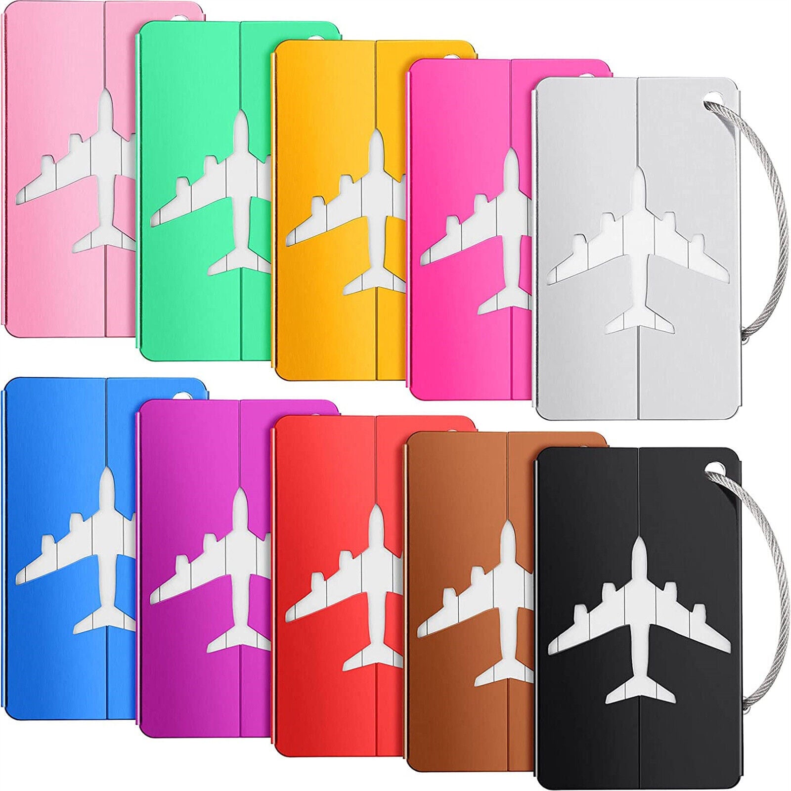 9PCS Luggage Tags and Adjustable Suitcase Straps Set - Travel Bag Security Accessories
