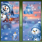 Christmas Window Stickers Winter Snowman Santa Claus Snowflake Elk Static OD