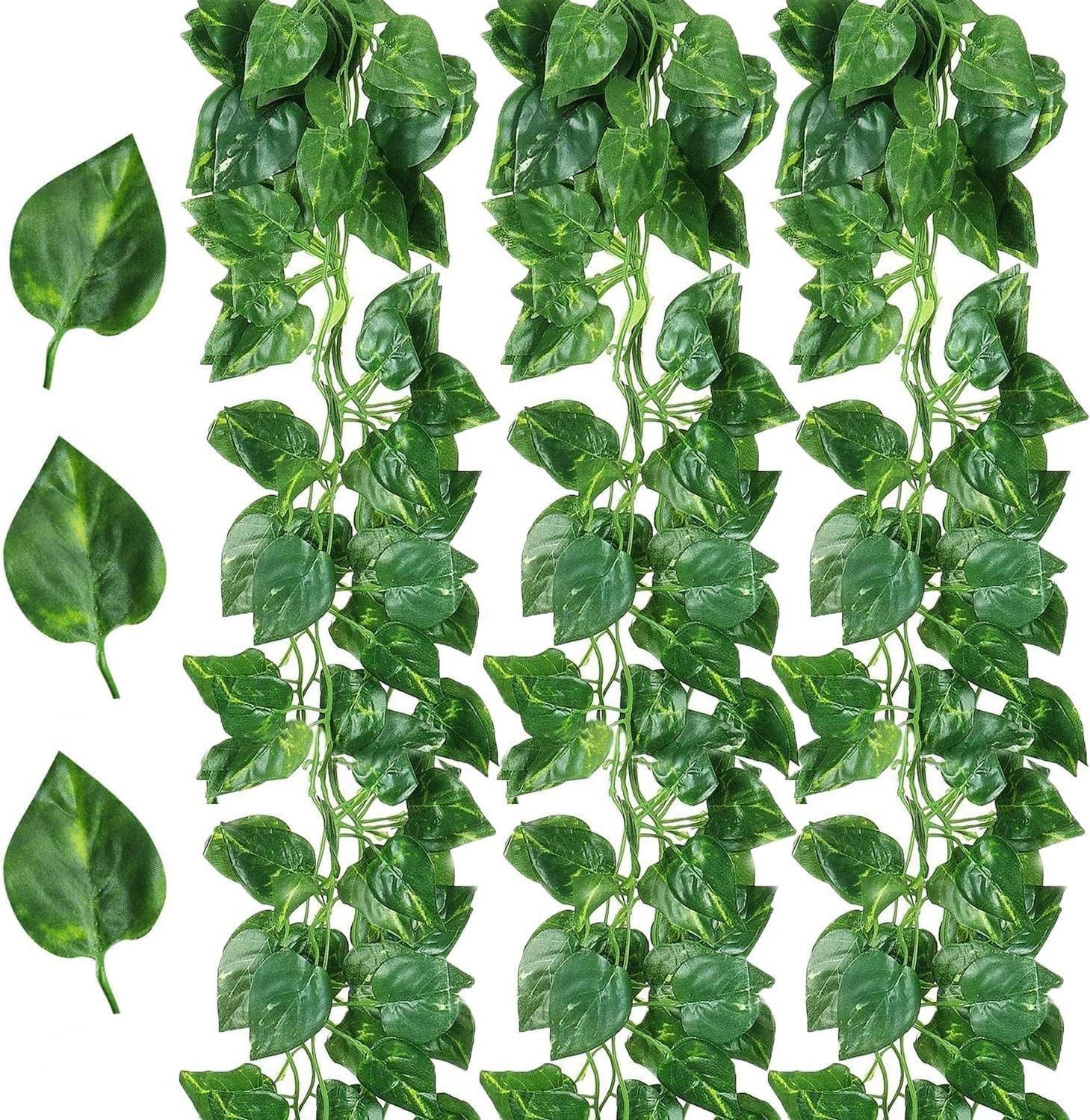 12PCS 2M Artificial Ivy Vine Garland - Fake Hanging Green Leaf Plant for Party Home Decor