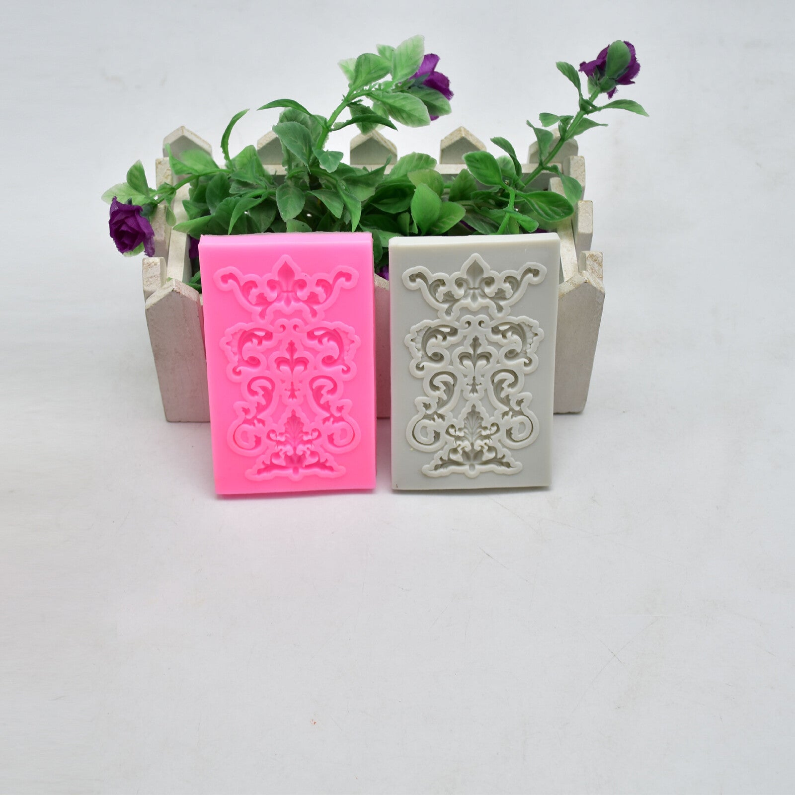 2PCS Vintage Baroque Silicone Fondant Mould – Cake Border Relief Sugarcraft Decorating Mold
