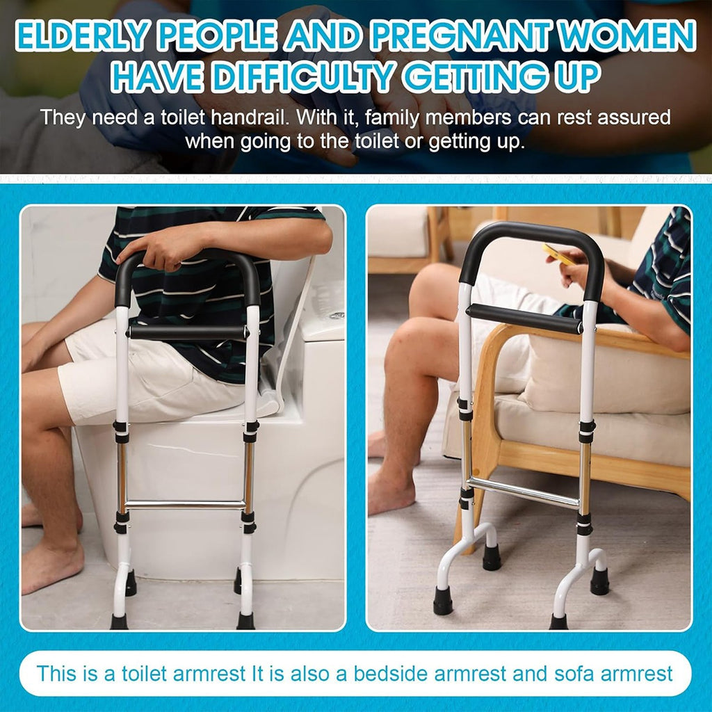 Adjustable Lift Assist Handle Elderly Bedside Toilet Safety Rail Non-Slip Mobility Support
