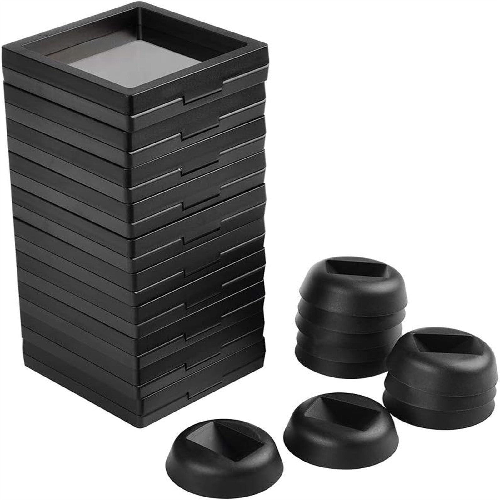 20PCS Square 3D Floating Jewelry Display Frames - Coin Holder Box Cases with Stands