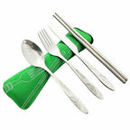 12PCS Camping Cutlery Set Stainless Steel Portable Travel Tableware with Carry Bag