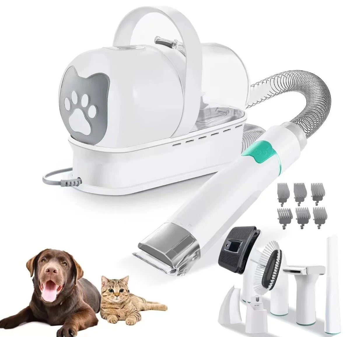 7 IN 1 Pet Grooming Kit Cat Dog Hair Vacuum Remover Dryer Nail Trimmer Low Noise